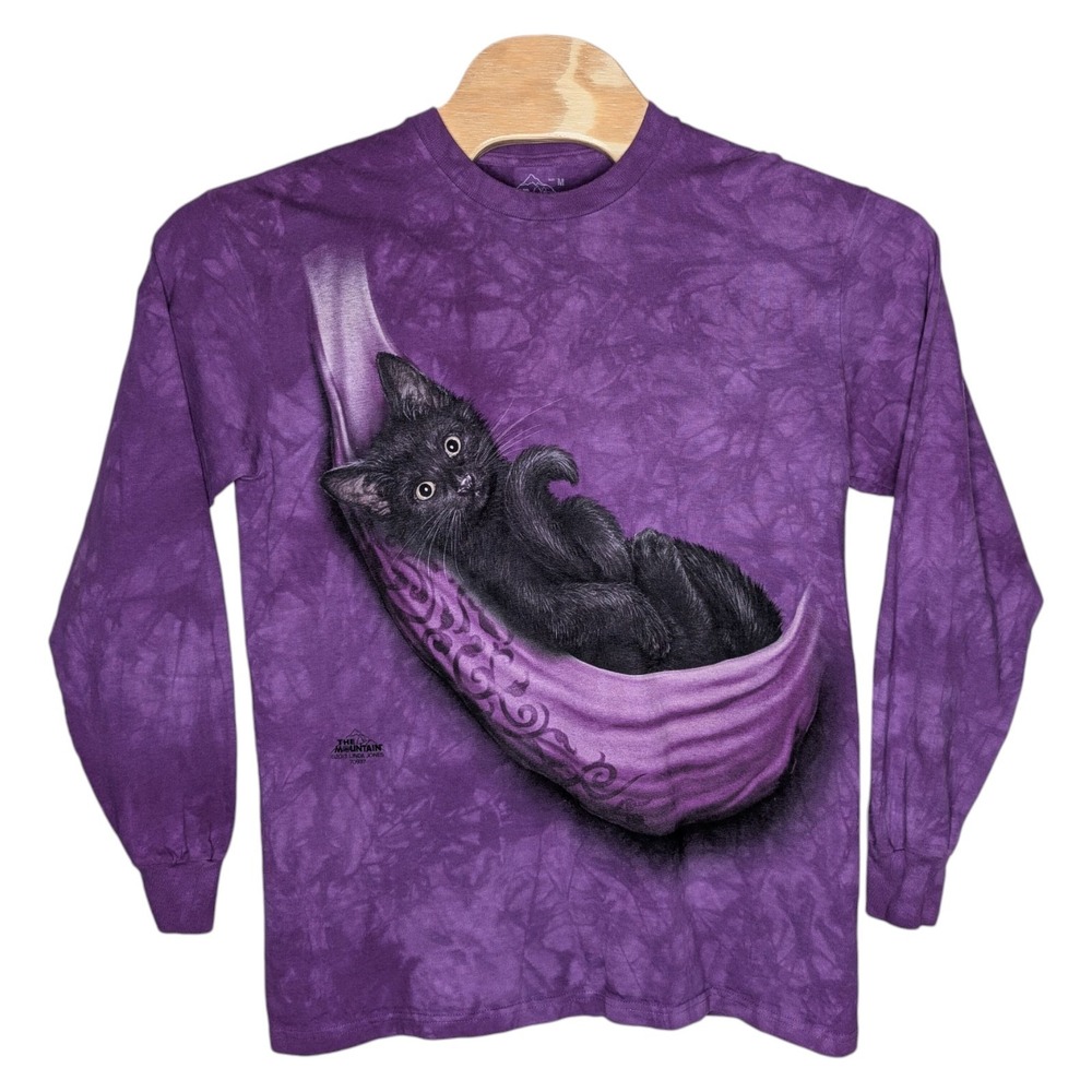 The Mountain Black Cat T Shirt Medium Long Sleeve Purple Tie Dye 2013 In Sling